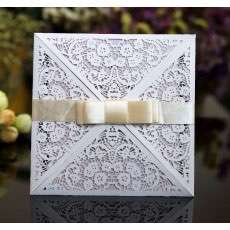 Square Invitation Card Wedding Decoration Marriage Invitation White Lace Card